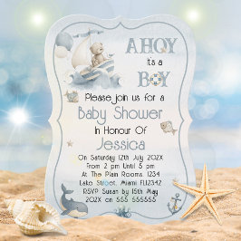 Cute Nautical Boy Baby Shower Invitation Kaart