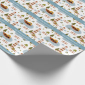 Cute Nautical Lighthouse and Boat Kind Pattern Cadeaupapier (Hoek)