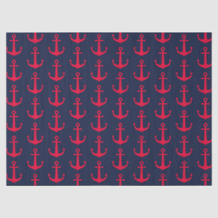 Cute Nautical Red Anchors Navy Blue Tissuepapier