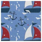 Cute Nautical Sailboat Pattern Stof (Close Up)
