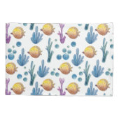 Cute Nautical Tropical Fish Zee Ocean Pattern Kussensloop (Achterkant)