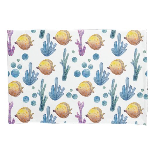 Cute Nautical Tropical Fish Zee Ocean Pattern Kussensloop (Voorkant)