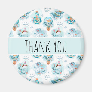 Cute Nautical Waterverf Pattern Hartelijk dank Magneet