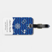 Cute Nautical Waves Pattern Bagagelabel (Achterkant horizontaal)