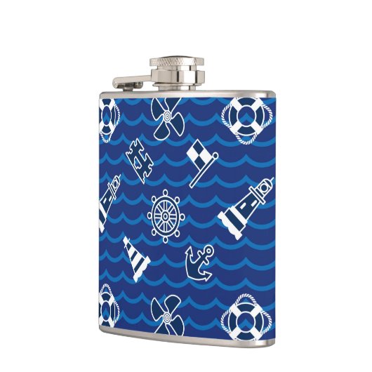 Cute Nautical Waves Pattern Heupfles (Links)