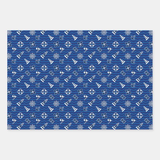 Cute Nautical Waves Pattern Inpakpapier Vel (Voorkant)