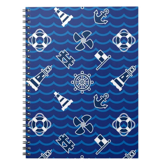 Cute Nautical Waves Pattern Notitieboek (Voorkant)