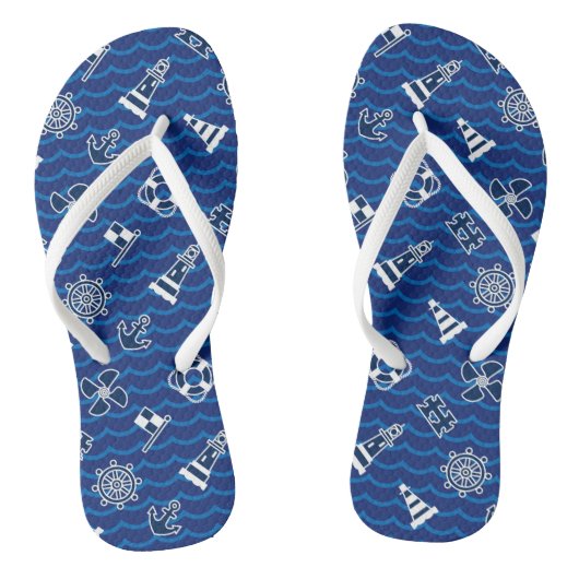 Cute Nautical Waves Pattern Teenslippers (Voetbed)