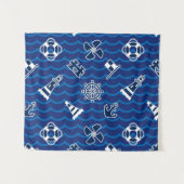 Cute Nautical Waves Pattern Wandkleed (Voorkant (horizontaal))