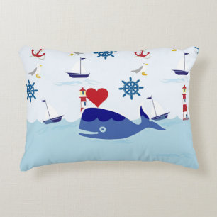 Cute Nautical Whale Decoratief Kussen