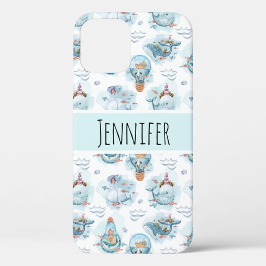 Cute Nautical Whales Waterverf Pattern Case-Mate iPhone Case (Achterkant)