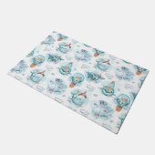 Cute Nautical Whales Waterverf Pattern Deurmat (Schuin)