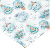 Cute Nautical Whales Waterverf Pattern Korte Tafelloper (Hoek)