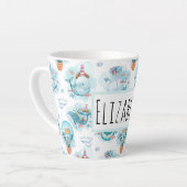 Cute Nautical Whales Waterverf Pattern Latte Mok (Linkerhoek)