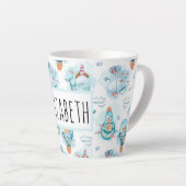 Cute Nautical Whales Waterverf Pattern Latte Mok (Rechterhoek)
