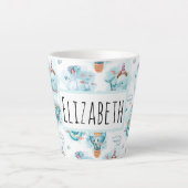 Cute Nautical Whales Waterverf Pattern Latte Mok (Voorkant)