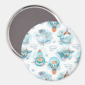Cute Nautical Whales Waterverf Pattern Magneet (Voorkant / Achterkant)
