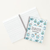 Cute Nautical Whales Waterverf Pattern Notitieboek (Binnen)