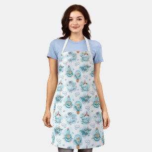 Cute Nautical Whales Waterverf Pattern Schort