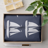 Cute Nautical White Sailships Navy Blue Tissuepapier (Geschenk)