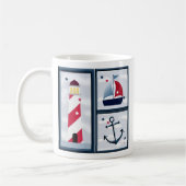 Cute Nautique Conception de voile 11oz Café Mug (Gauche)