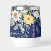 Cute Navy Blue Boho Fleur sauvage Motif (Avant)