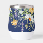 Cute Navy Blue Boho Fleur sauvage Motif (Arrière)