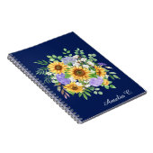 Cute Navy Blue Boho Wildflowers Notebook Journal (Côté Droit)