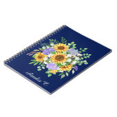 Cute Navy Blue Boho Wildflowers Notebook Journal (Côté gauche)