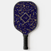 Cute Navy Blue Galaxy Stars Celestial  Pickleball Paddle (Voorkant)
