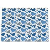 Cute Navy Blue Gray Whale Groot Cadeauzakje (Voorkant)