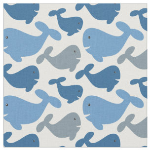 Cute Navy Blue Gray Whale Pattern Stof