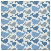 Cute Navy Blue Gray Whale Pattern Stof (Swatch)