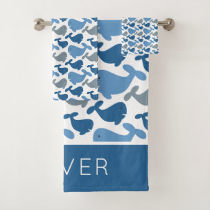 Cute Navy Blue Grey Whale Personnalisé Enfants