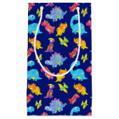 Cute Navy Blue Pattern Dinosaur Birthday Klein Cadeauzakje (Voorkant)