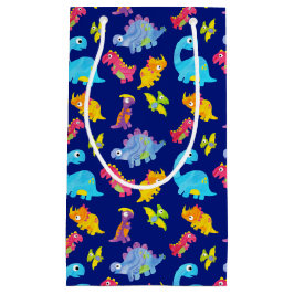 Cute Navy Blue Pattern Dinosaur Birthday Klein Cadeauzakje