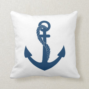 Cute Navy Blue White Anchor Nautical Kussen