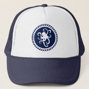 Cute Navy Blue & White Octopus Trucker Pet