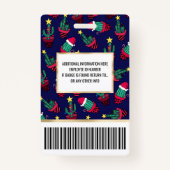 Cute Navy Decorated Cactus Tree Kerstlampjes Badge (Achterkant)