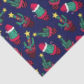 Cute Navy Decorated Cactus Tree Kerstlampjes Tissuepapier (Detail)