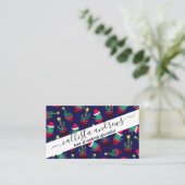 Cute Navy Decorated Cactus Tree Kerstlampjes Visitekaartje (Staand voorkant)