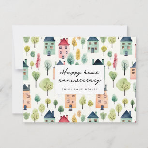 Cute Neighborhood Happy Home Anniversary Realty Briefkaart