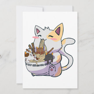 Cute Neko Cat met Ramen Noodles Bowl Anime Japan Aankondiging