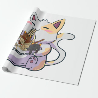 Cute Neko Cat With Ramen Noodles Bowl Anime Japan Cadeaupapier