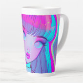 Cute Neon Anime Girl Latte Mug (Angle droit)