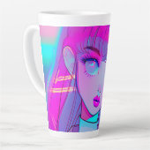 Cute Neon Anime Girl Latte Mug (Angle gauche)