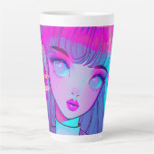 Cute Neon Anime Girl Latte Mug (Devant)