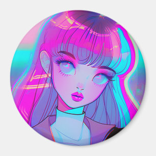 Cute Neon Anime Girl Magnet Magneet