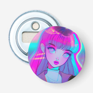 Cute Neon Anime Girl Open Button Flesopener
