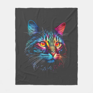 Cute Neon Cat Fleece Deken